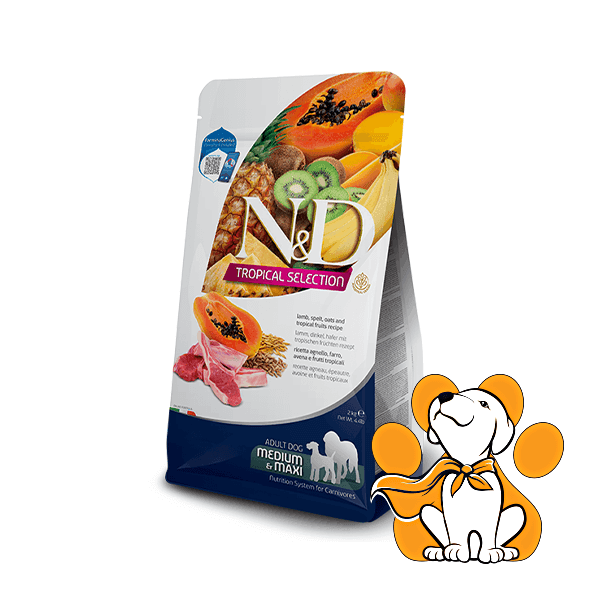 N&D Tropical Selection Hrana za odrasle pse Jagnjetina, spelta, ovas i tropsko voće Medium&Maxi 10kg