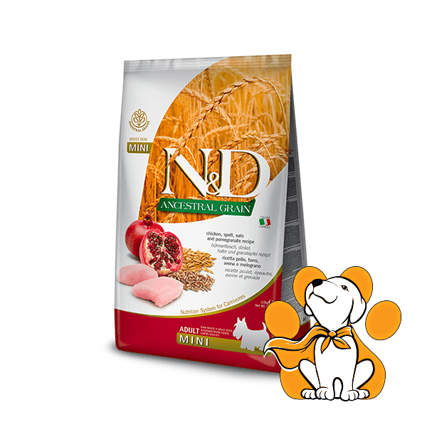 N&D Suva hrana za pse Ancestral Grain Mini Adult Piletina, spelta, ovas i nar 7kg