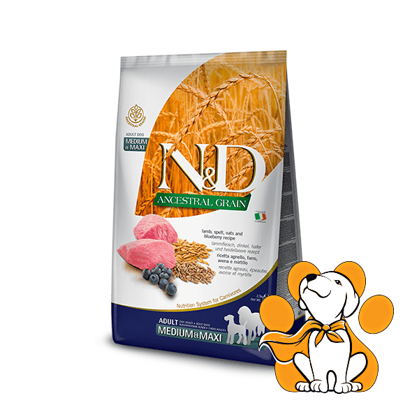 N&D Suva hrana za pse Ancestral Grain Medium/Maxi  Jagnjetina i Borovnica 12kg