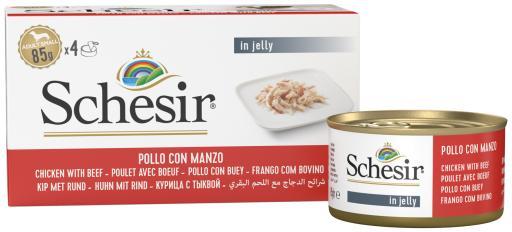 SCHESIR Vlažna hrana za pse, Multipak, Piletina i govedina, 4 x 85g