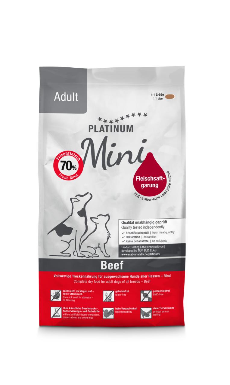 PLATINUM Suva hrana za pse malih rasa Adult Mini Beef, Govedina, 900 g