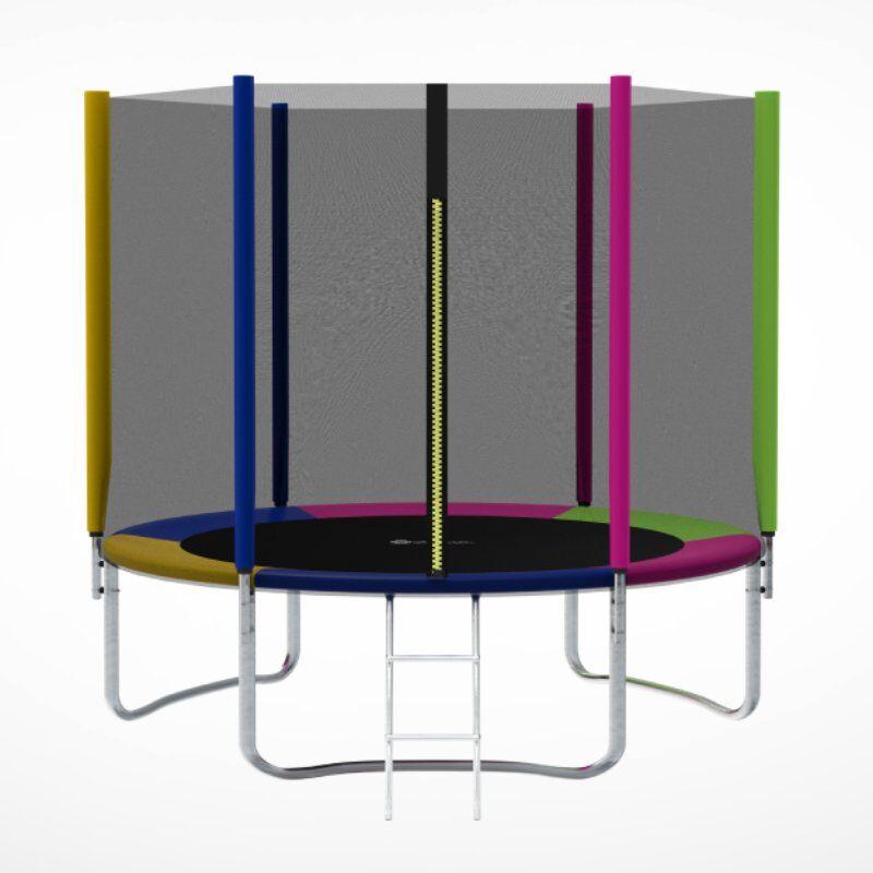 Trambolina sa merdevinama i unutrašnjom sigurnosnom mrežom, 244cm, Šarena