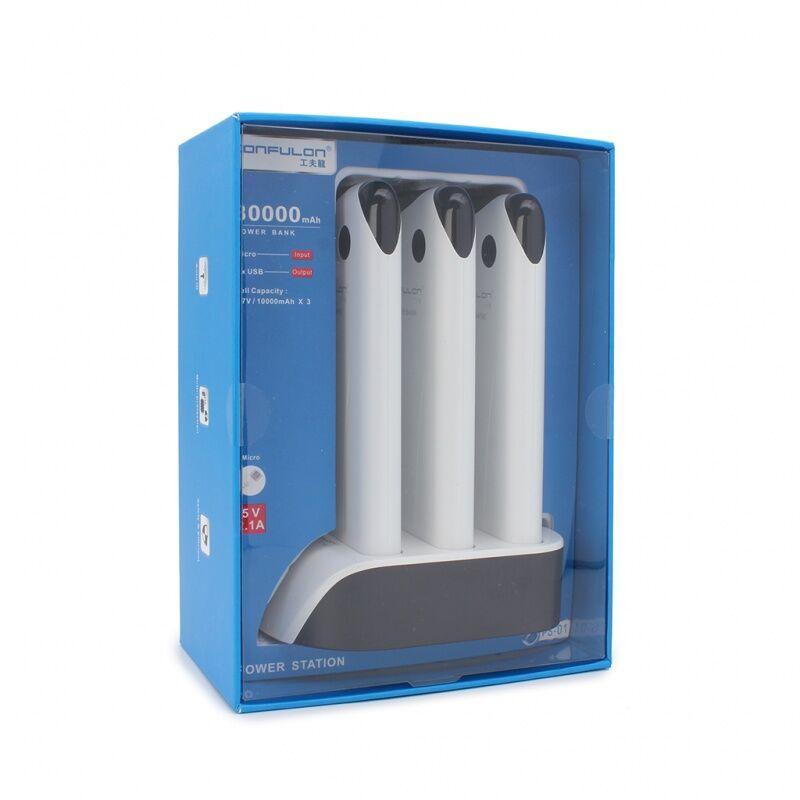 Konfulon Docking stanica PS01, 3 baterije, 10000 mAh, Bela