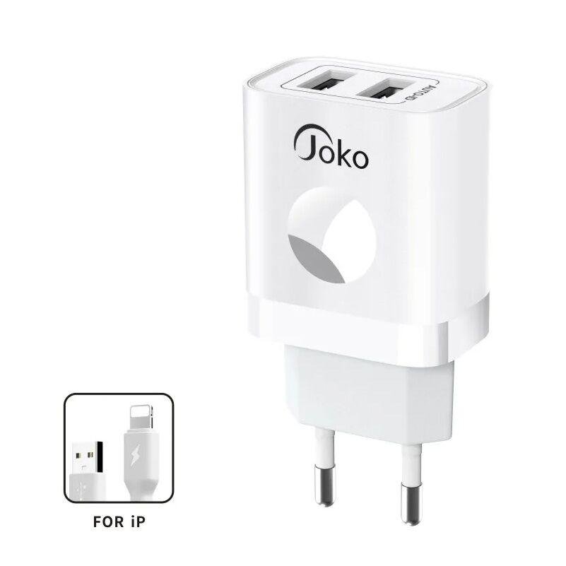 Konfulon Kućni punjač JK72, 2xUSB, 2.4A,12W, sa iPhone lightning kablom, Beli
