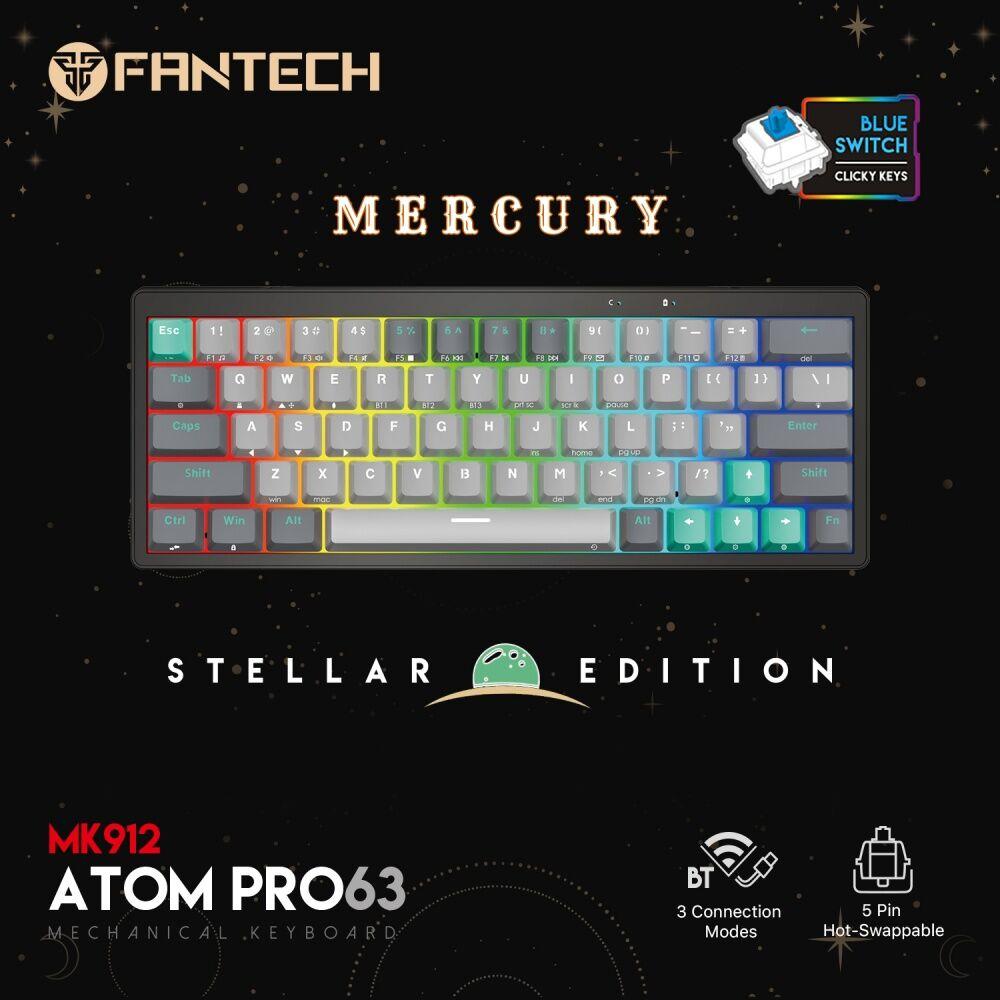 Fantech Gaming mehanička tastatura MK912 RGB Atom PRO63 Mercury (blue switch), Siva
