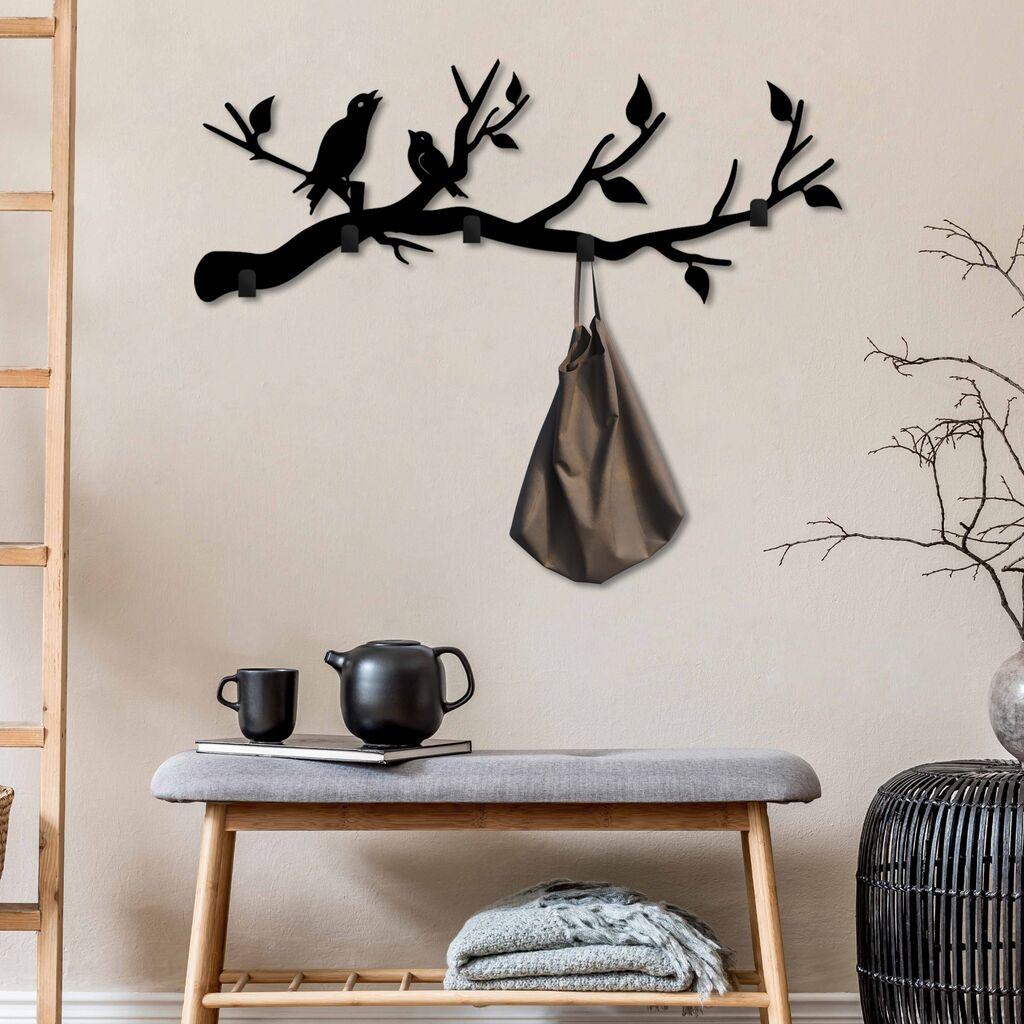 Wallity Zidna vešalica Escaped Birds, 67x27x2cm, Crna