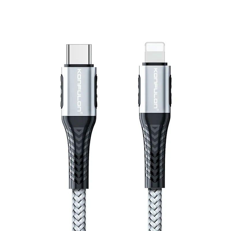 Konfulon Data kabl DC36 PD 20W Super Fast Charge Type C na lighting, Sivi, 0.2m