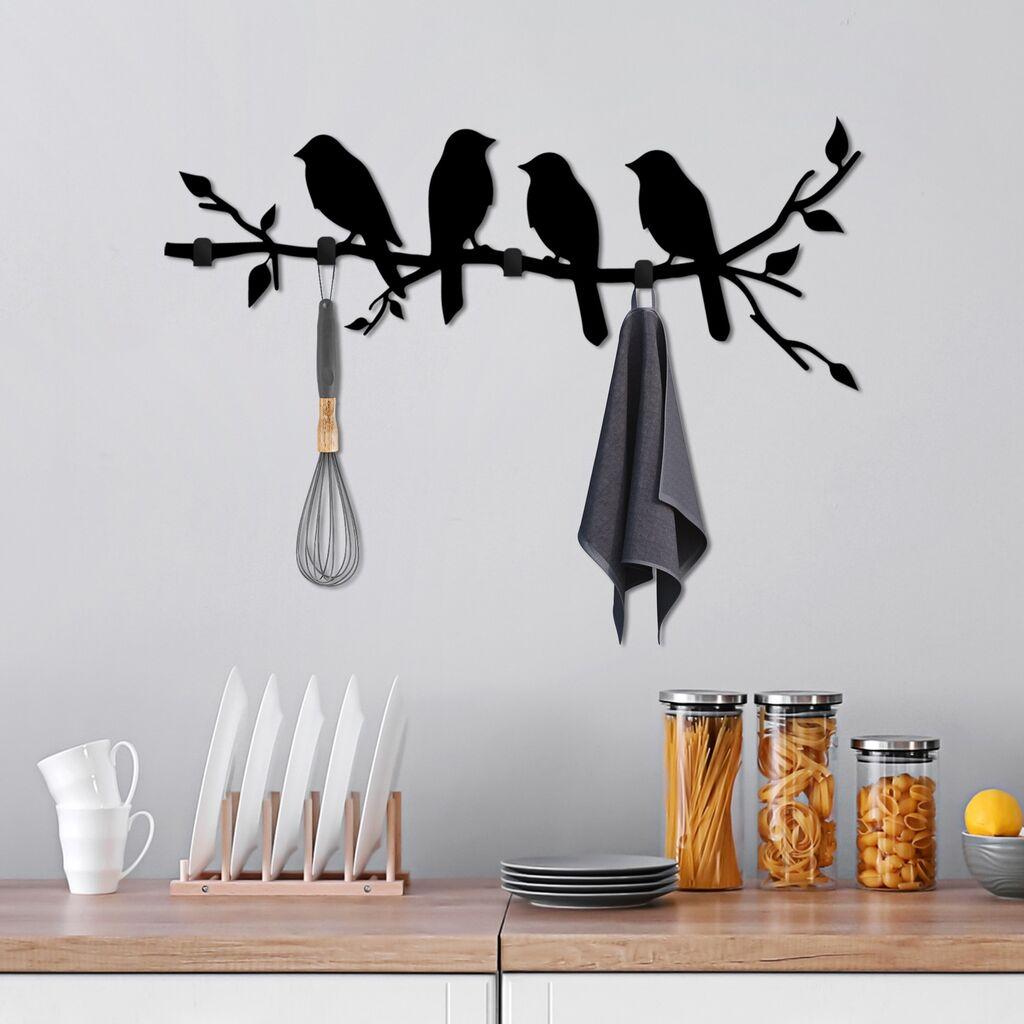 Wallity Zidna vešalica Sitting Birds, 62x42x2cm, Crna