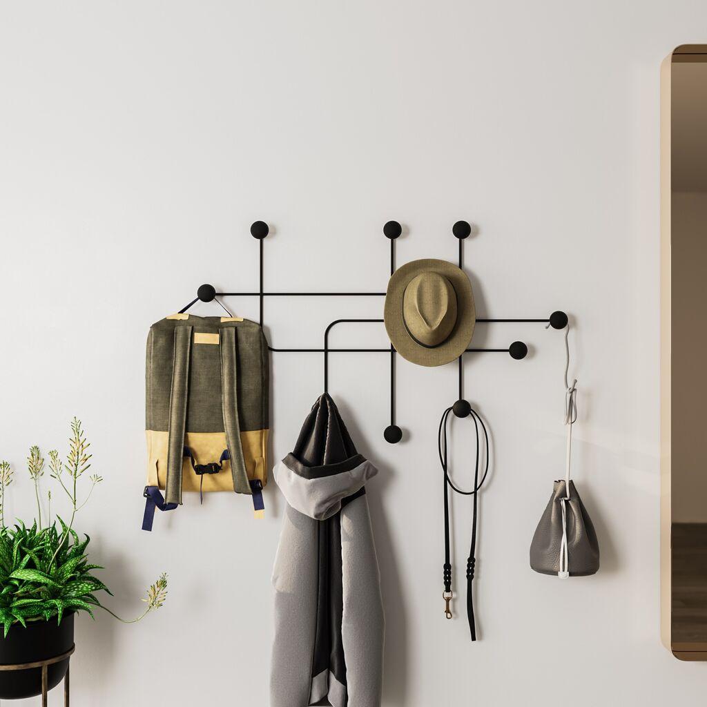 Wallity Zidna vešalica Samara, 107x64x10 cm, Crna