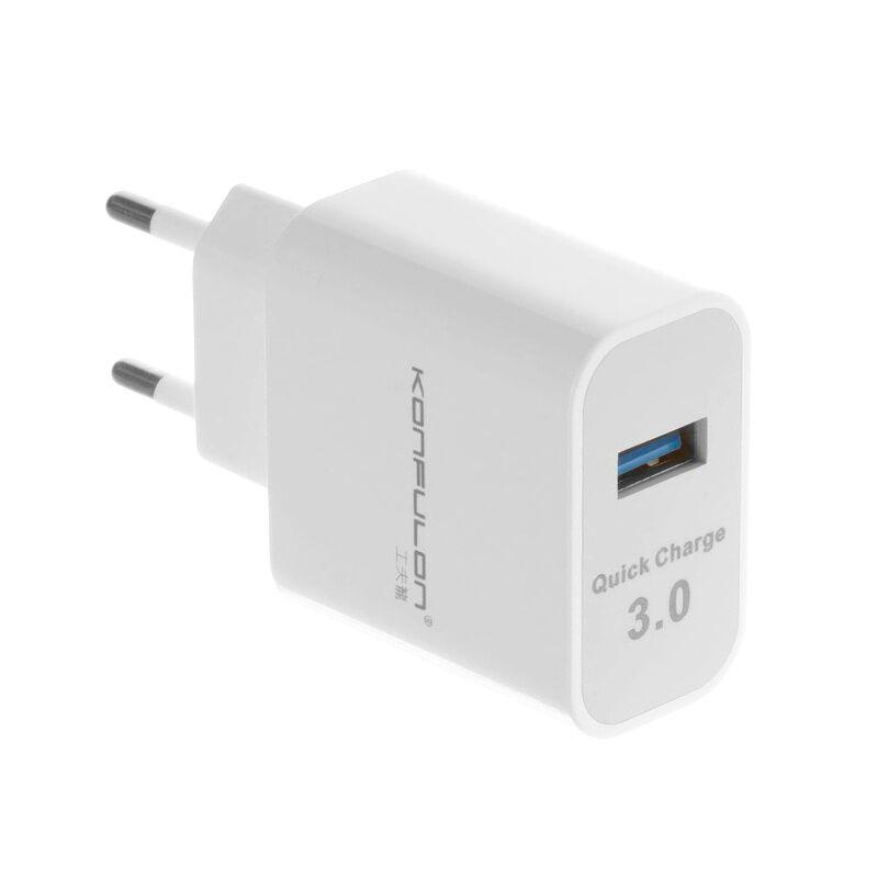 Konfulon Kućni punjač C27, QC 3.0, 2.1A sa iPhone lightning kablom, Beli