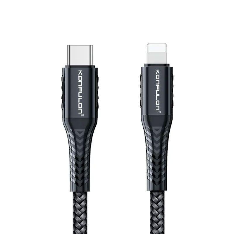 Konfulon Data kabl DC36 PD 20W Super Fast Charge Type C na lighting crni 0.2m