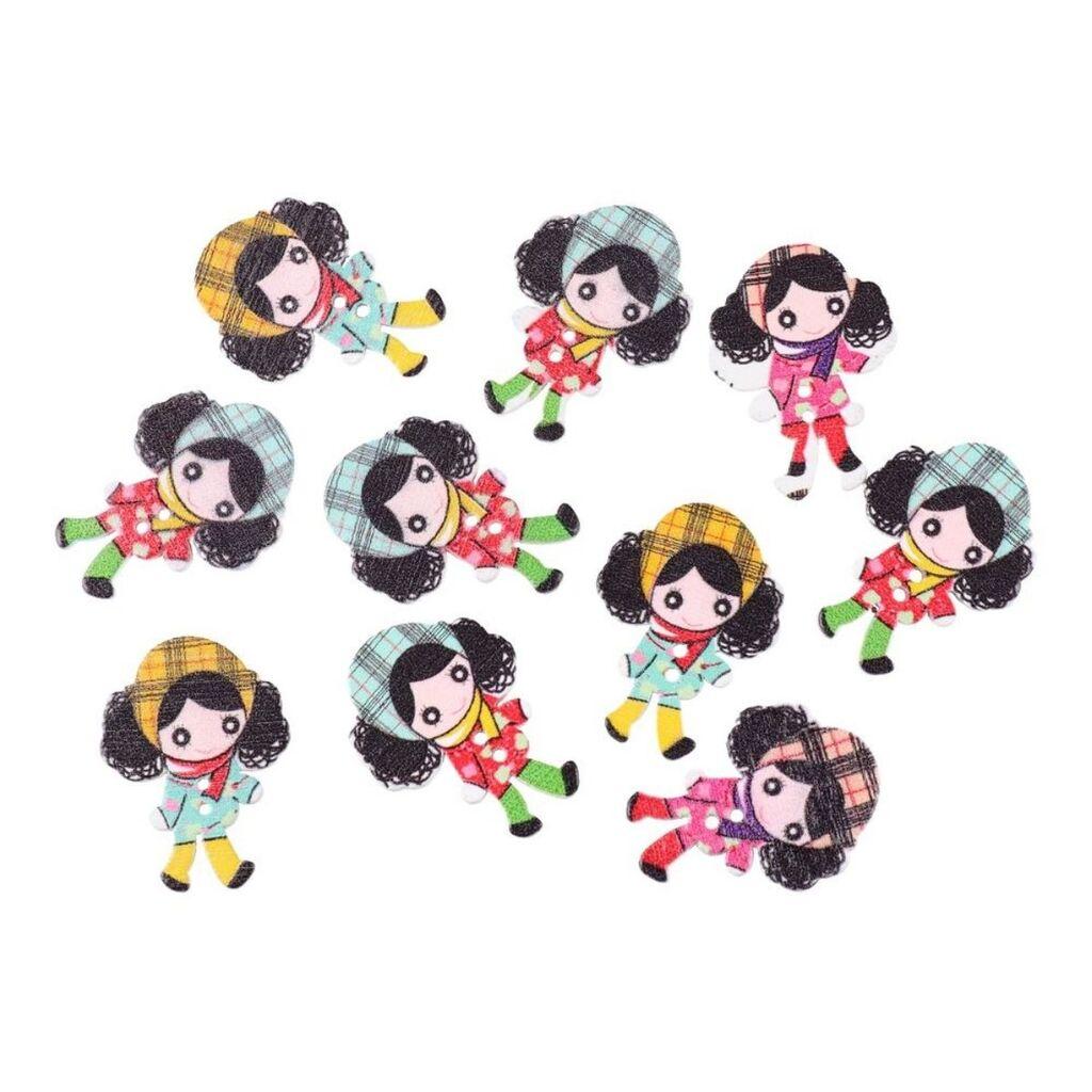Junior Dugmići u obliku devojčica Crafty deco, 10 komada, Šareni