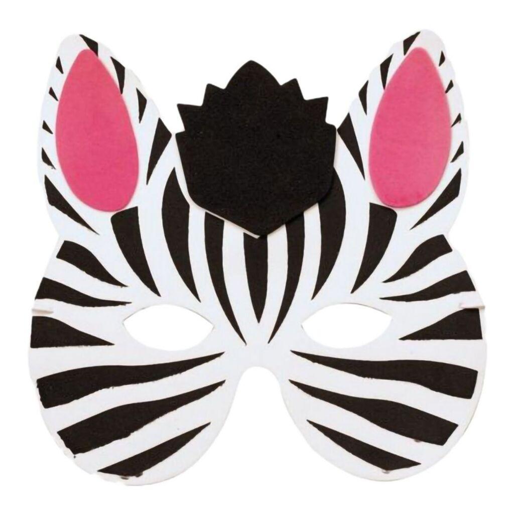 Junior Maska zebra Crafty deco, Belo-crna
