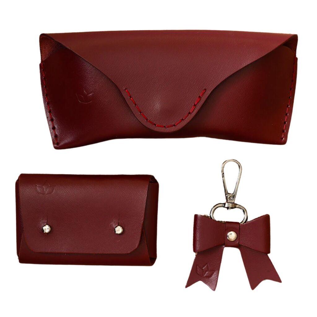 Mozzafiata Set Ruby gift box, Novčanik, privezak i futrola za naočare, Bordo