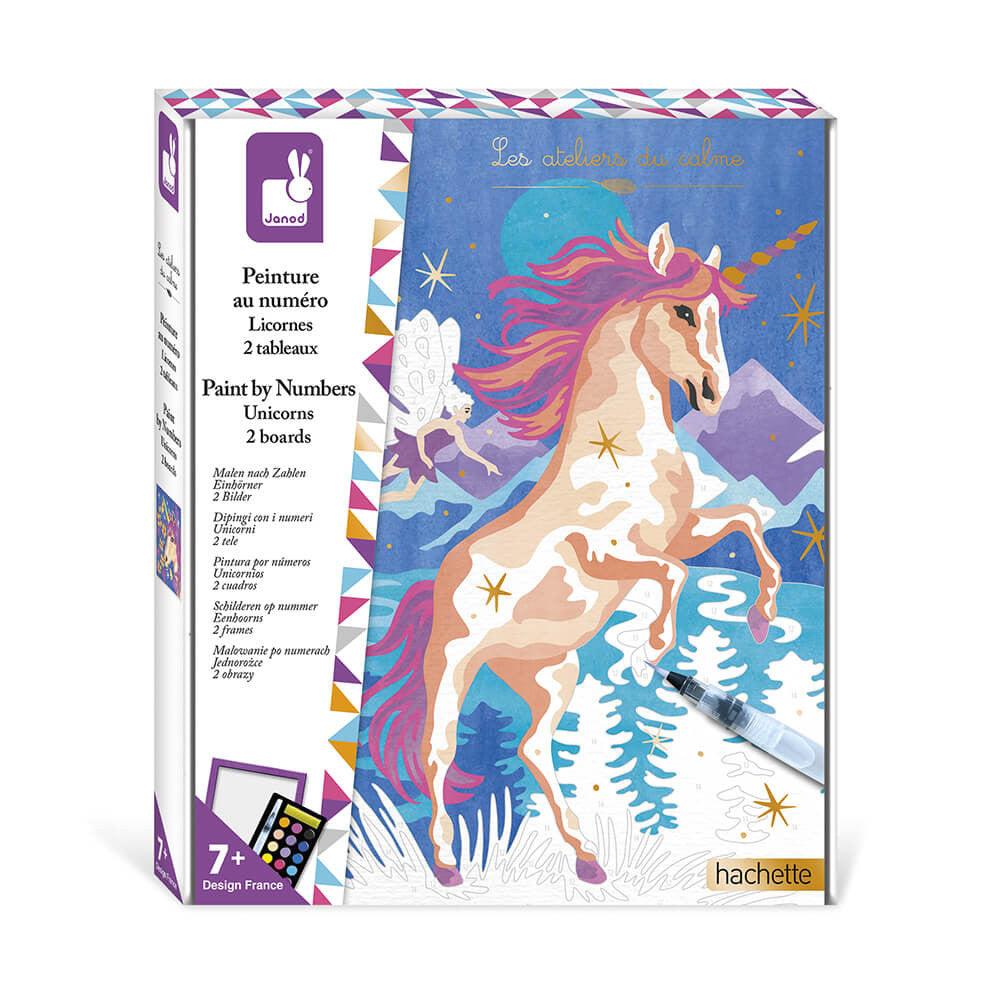 Janod Bojanka za decu po brojevima sa vodenim bojama Unicorns