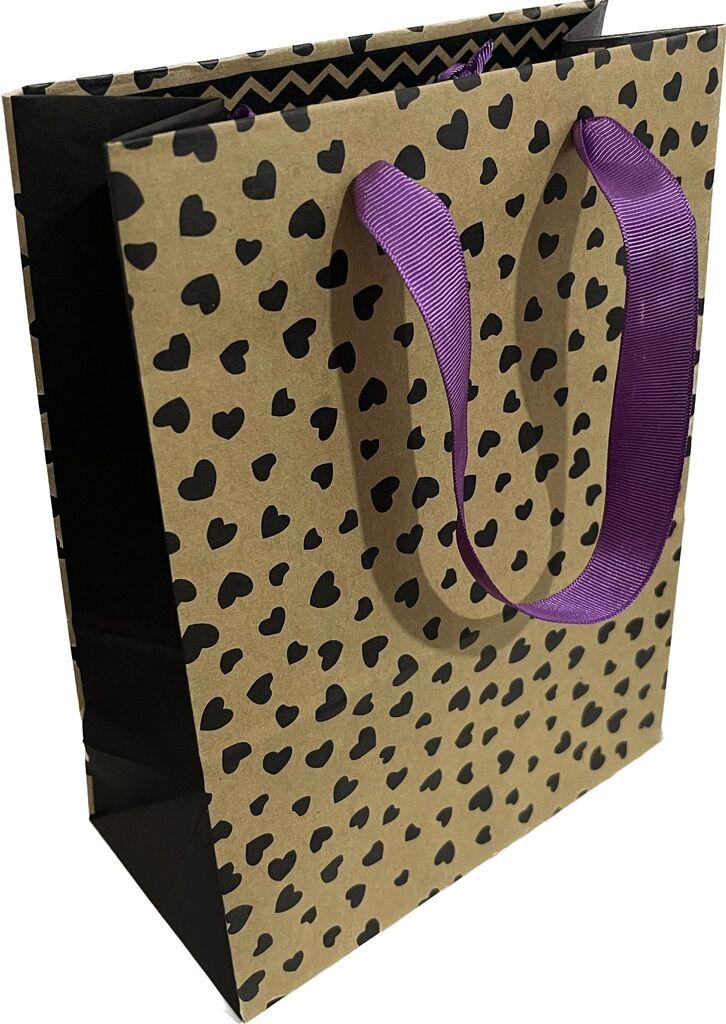 Ukrasna kesa Srce, 18x9x24 cm, Bež-crna