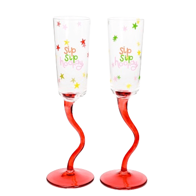 Widdop & Co Set vijugavih čaša Raspberry Blossom Sip Sip Hooray, 2 komada