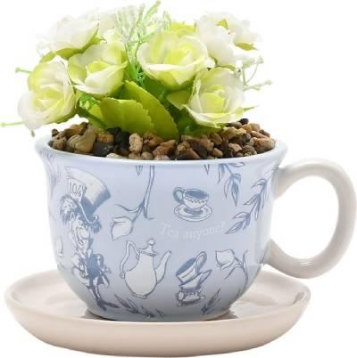 Dekorativna saksija sa veštačkim cvećem Planters Alice in Wonderland, Svetloplava