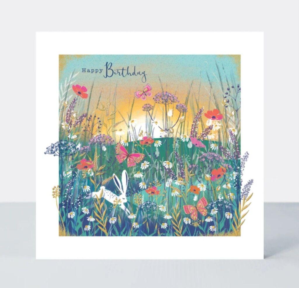 Rachel Ellen Čestitka Rabbit & Flowers