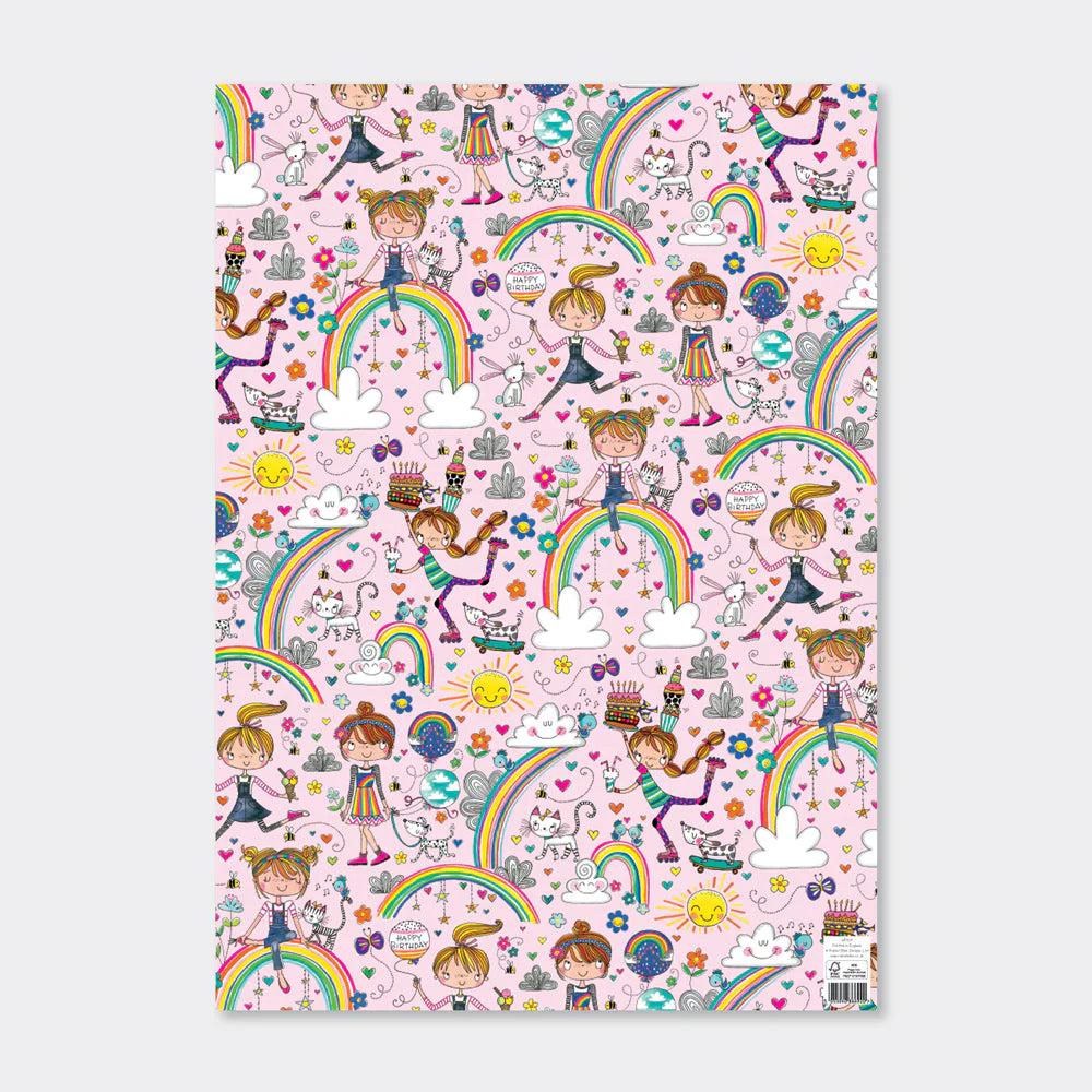 Rachel Ellen Ukrasni papir Devojčice i duge, Roze