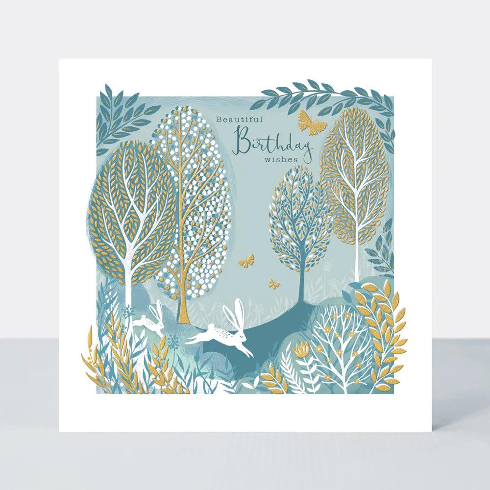 Rachel Ellen Čestitka  Beautiful Birthday Rabbit & Trees