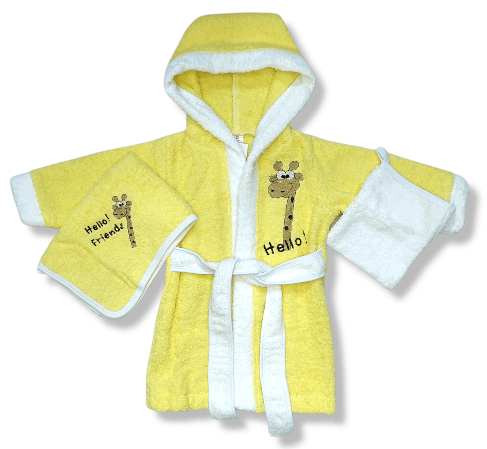 Izvor Set za bebe Bademantil+peškir+rukavica za kupanje, Žuti