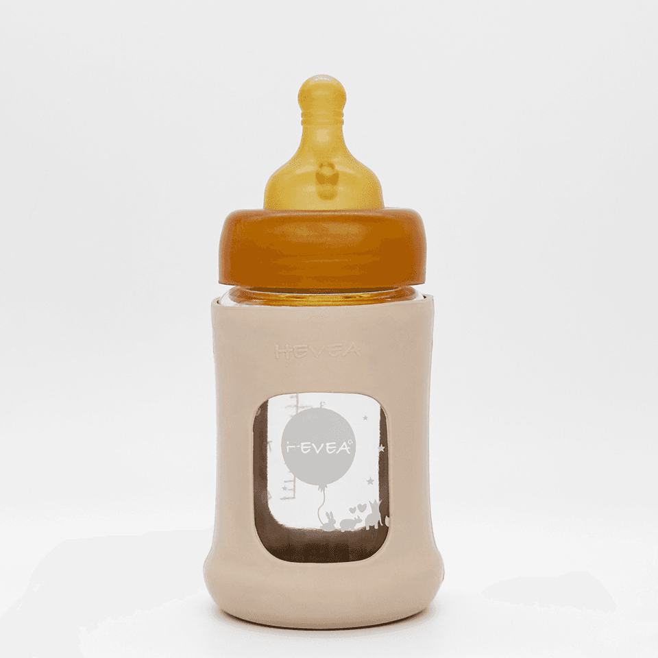 Hevea Flašica sa širokim otvorom i zaštitnim rukavom, 1 komad, 150ml/5oz, Boja peska