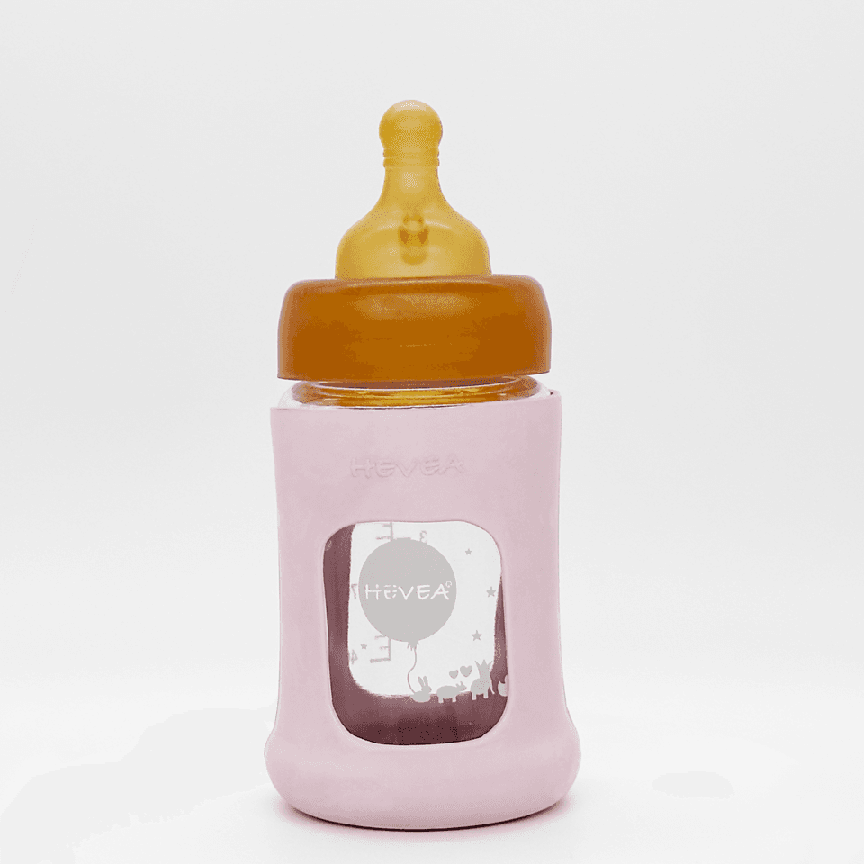 Hevea Flašica sa širokim otvorom i zaštitnim rukavom, 1 komad, 150ml/5oz, Roze