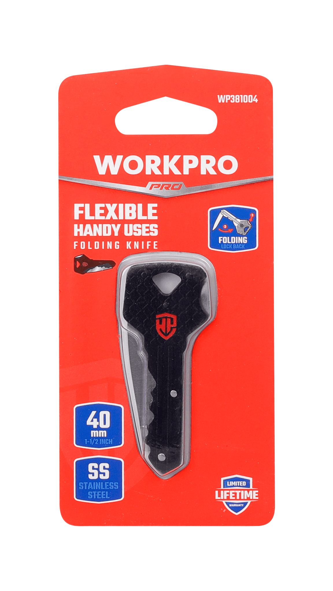 WORKPRO Nož 2.5" Key, Crni
