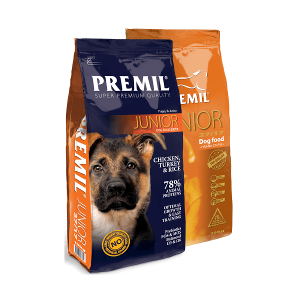 PREMIL Suva hrana sa ukusom piletine, ćuretine i tune za štenad velikih rasa i veličina, 15kg