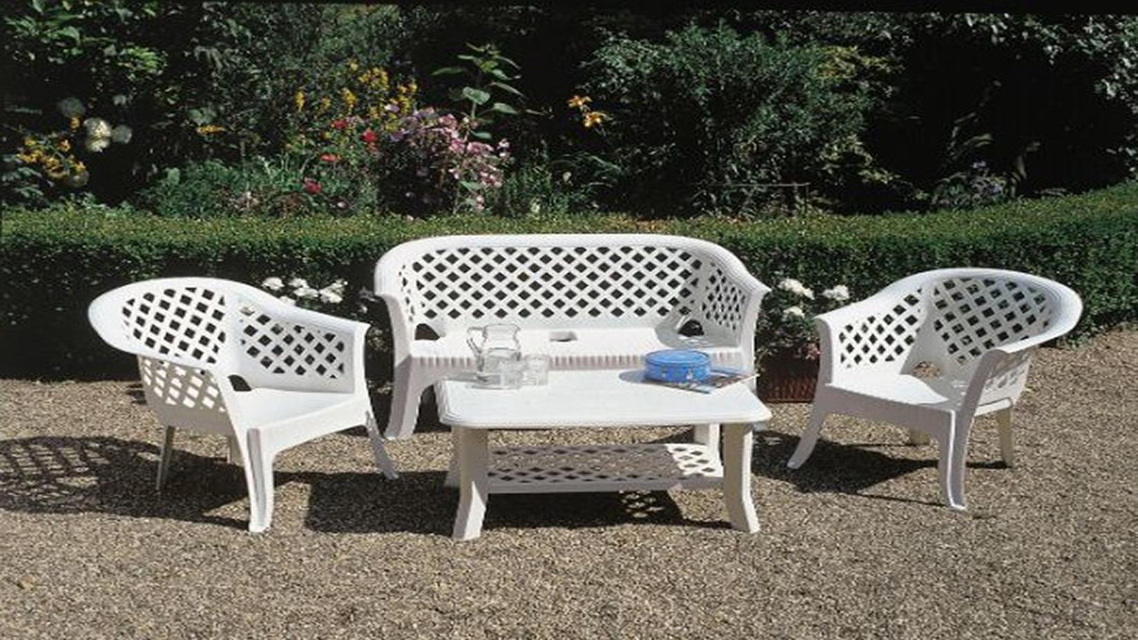 IPAE-PROGARDEN Baštenska garnitura plast sa jastucima veranda bela