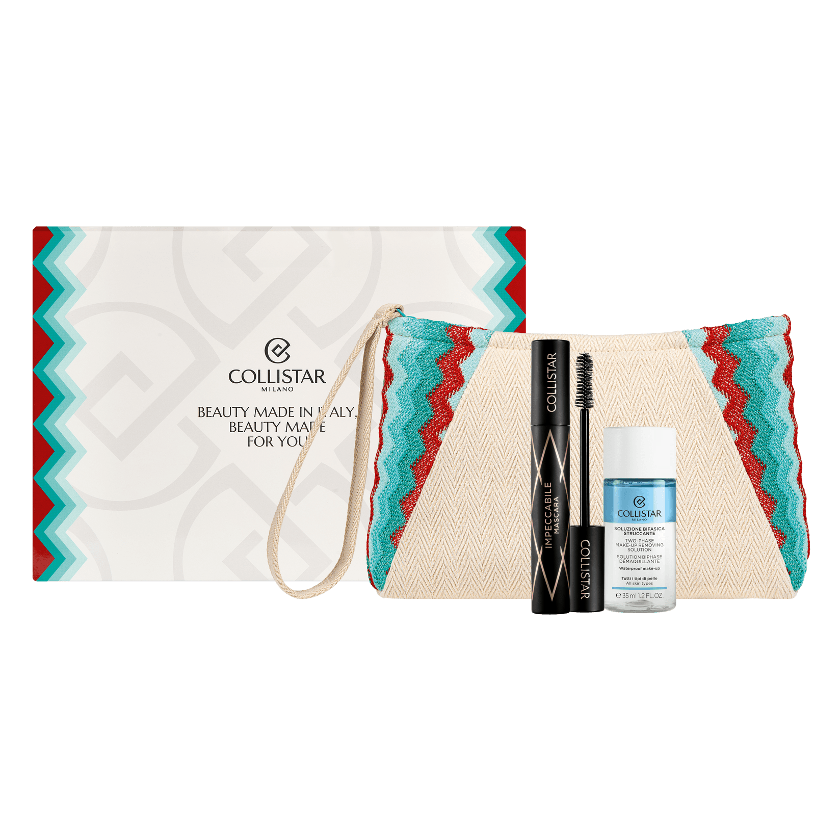 Collistar Ženski set Maskara + Dvofazni losion za skidanje šminke sa očiju 50 ml + Neseser Impeccabile