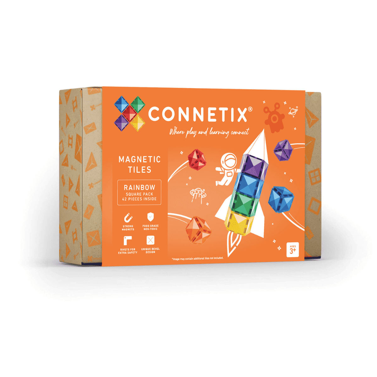 CONNETIX Magnetni konstruktor Rainbow Sqare pack,  42 dela