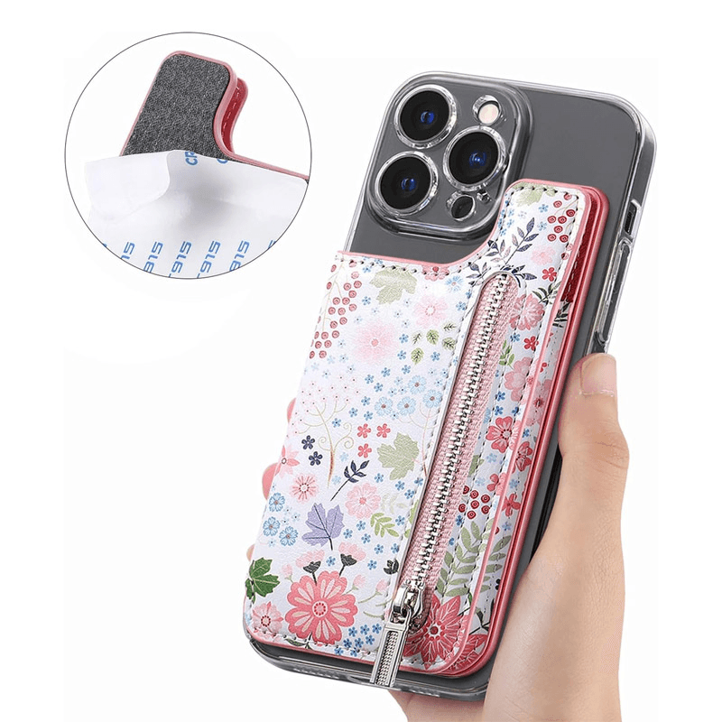 Kožni novčanik Flower, Roze