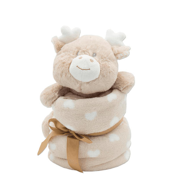 DEXY CO Set plišana igračka irvas i ćebe Sweet dreams baby bež