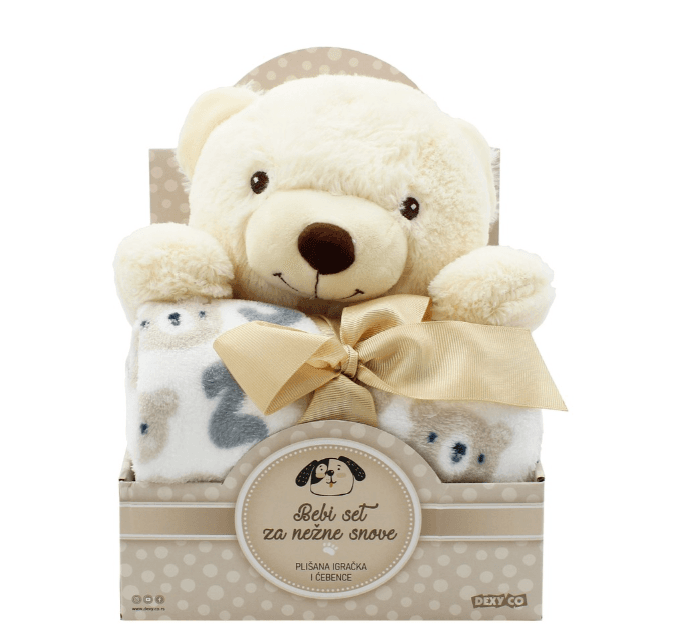 DEXY CO Set plišana igračka meda i ćebe Sweet dreams baby bež