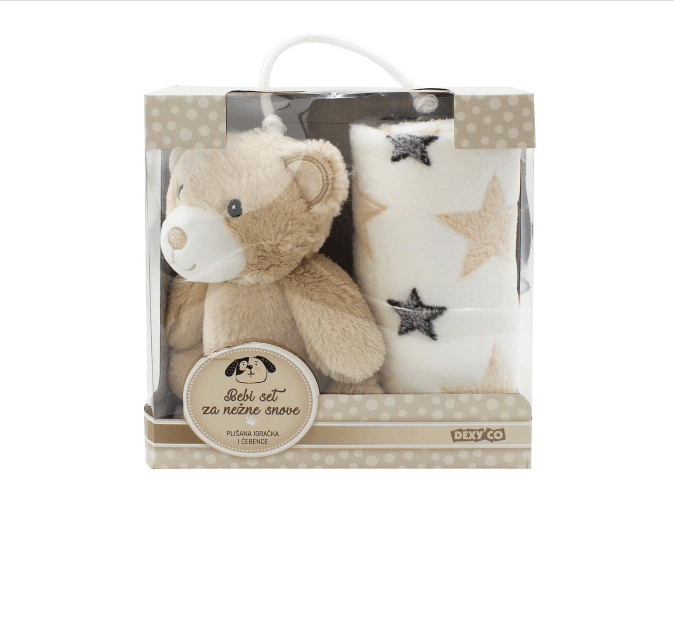 DEXY CO Set plišana igračka meda i ćebe Sweet dreams baby braon
