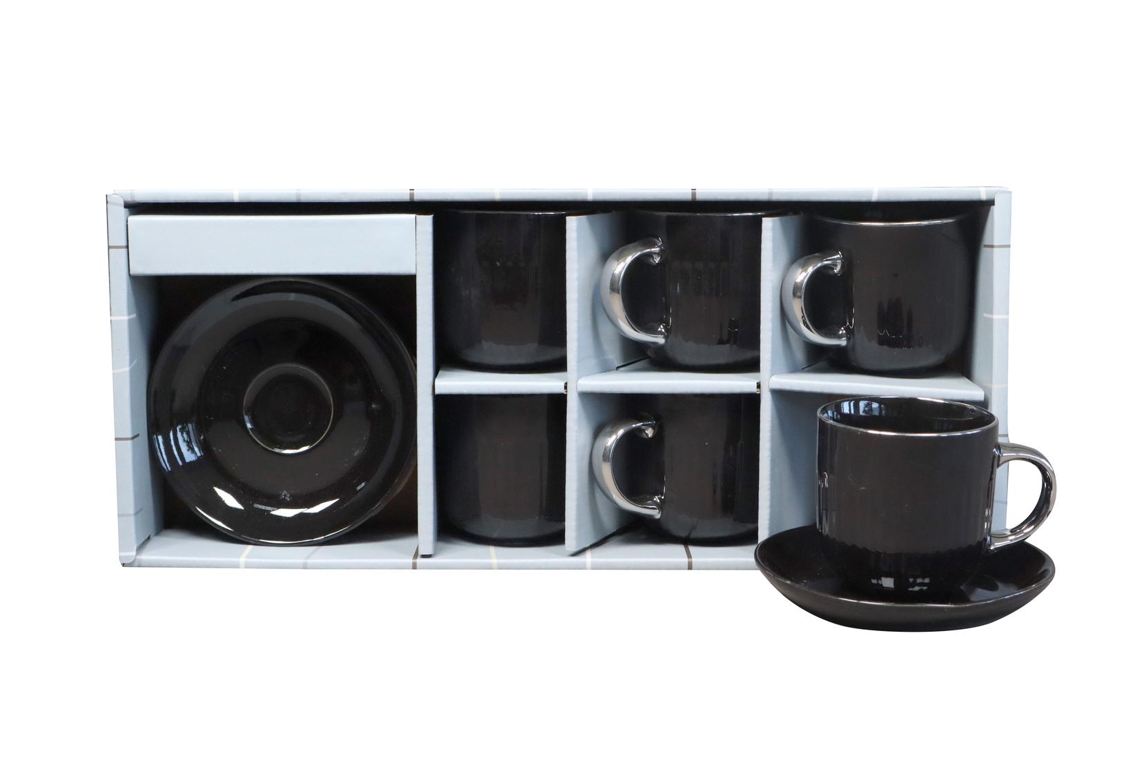 Sigma Set šoljica za kafu sa tacnama RXG-N250591D, 6 komada,  140 ml, Crni