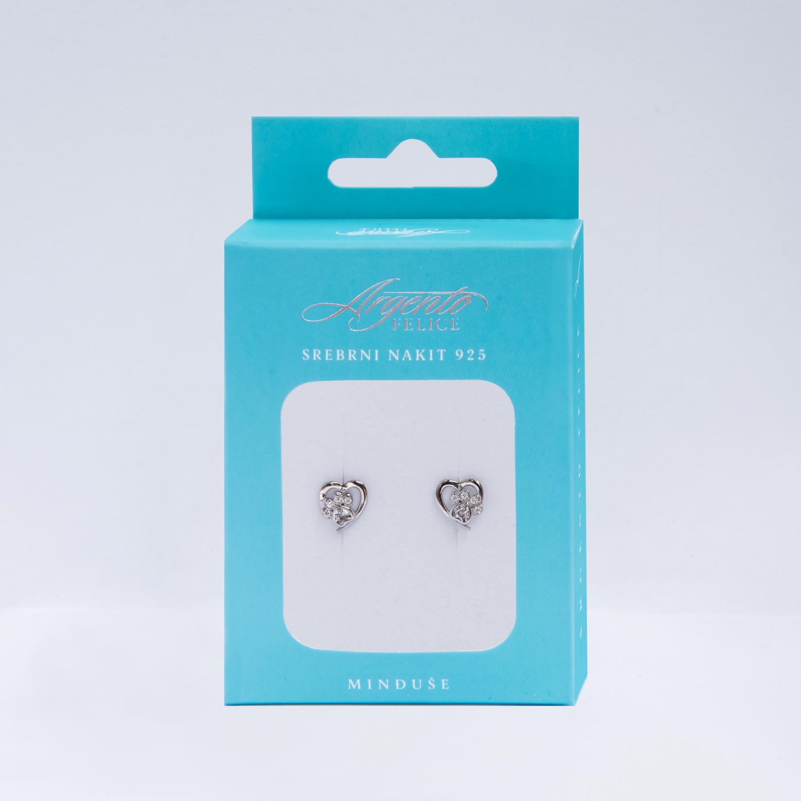 ARGENTO FELICE M4 Minđuše, Oblik srca sa šapom, Srebrne