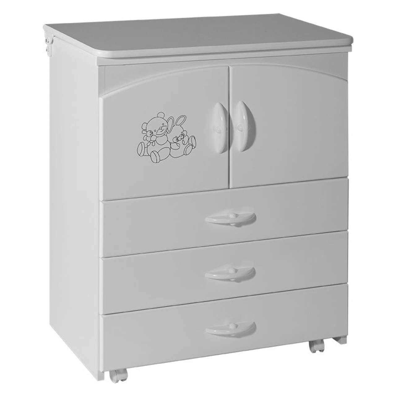 BAMBINO Komoda za bebe Teddy, Bela