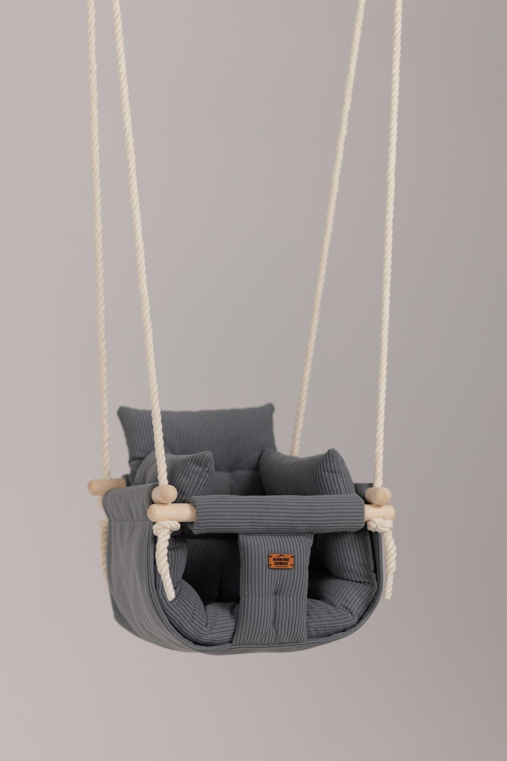 Bohome Design Sobna ljuljaška za bebe Luxury Nougat Gray, Siva