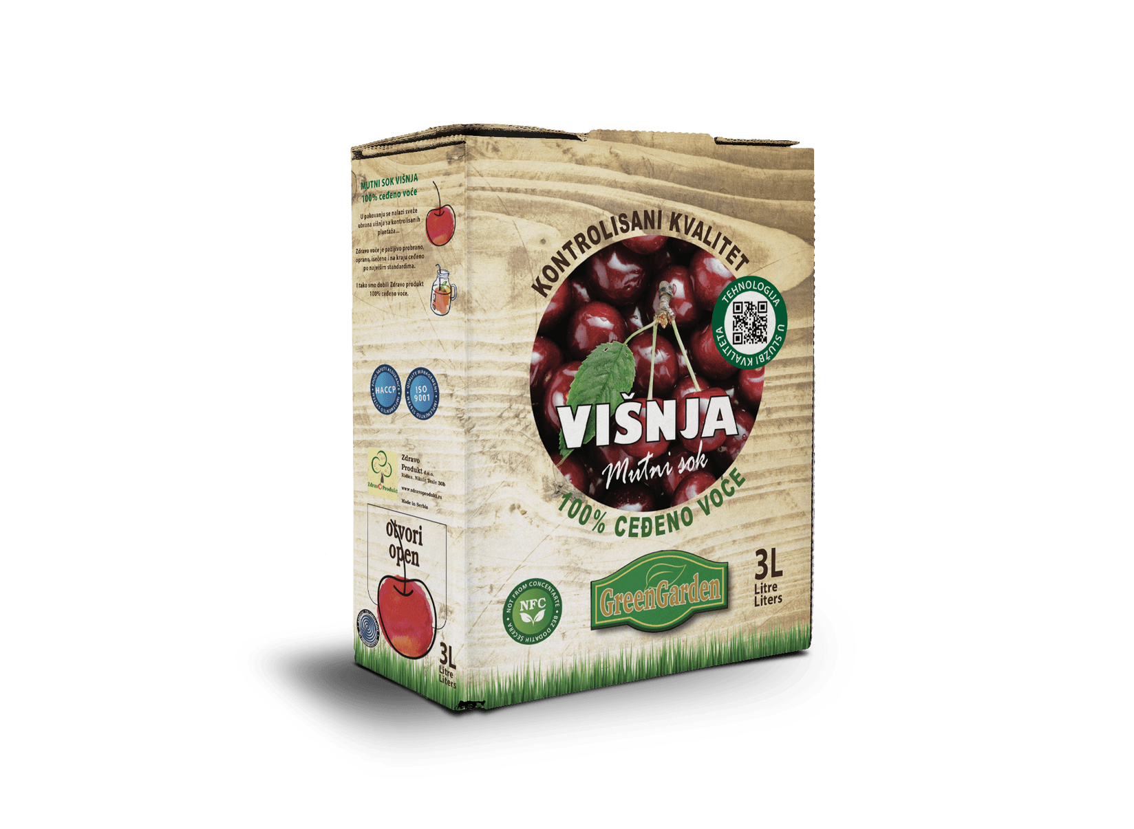 GREEN GARDEN Matični sok Višnja 100%, BAG IN BOX, 3l