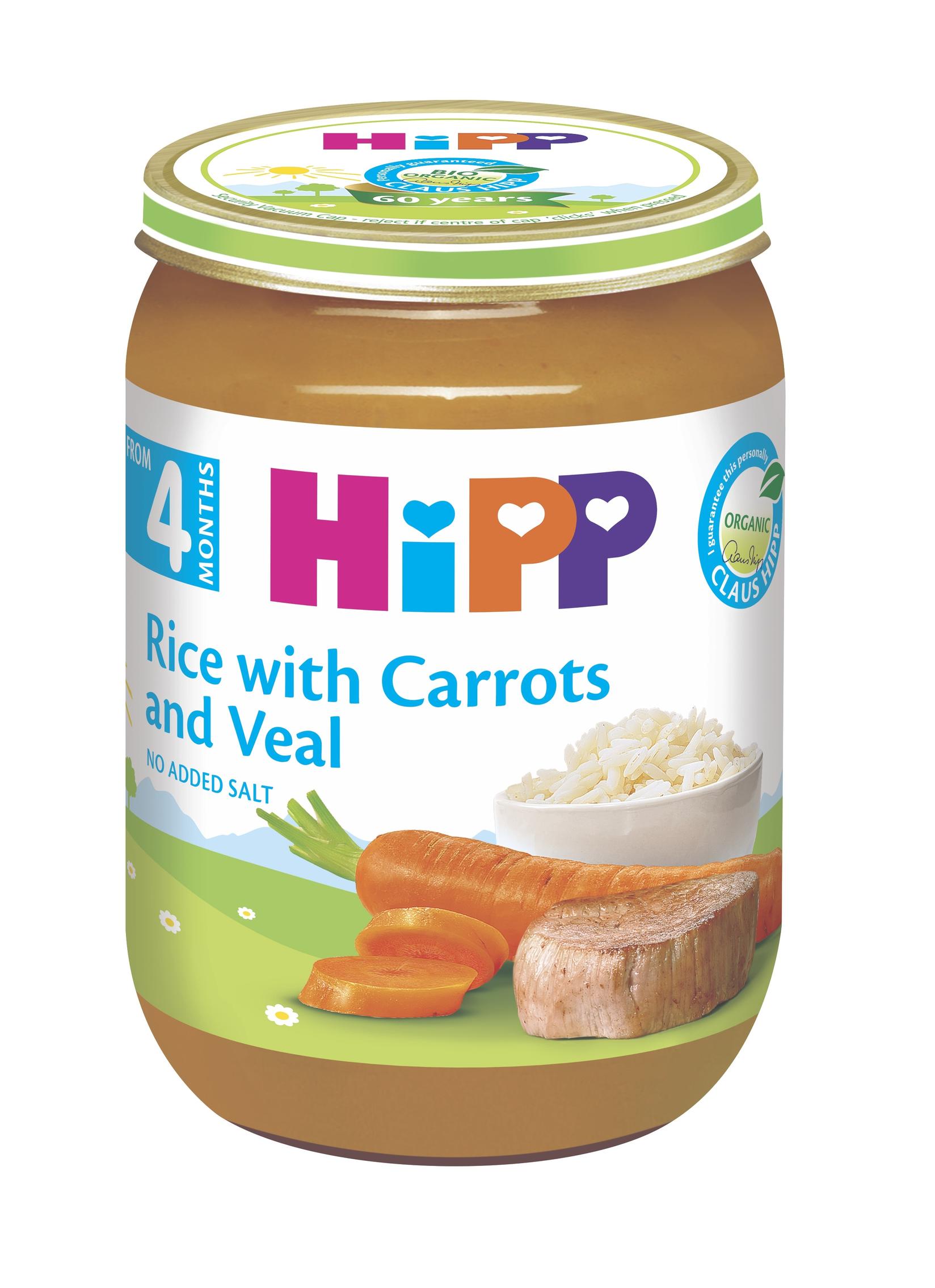 HIPP Kašica za bebe šargarepa sa pirinčem i teletinom 4M+ 190g