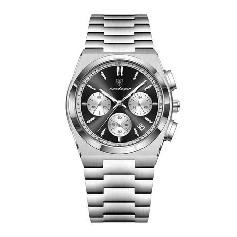 POEDAGAR Muški sat 970, Srebrno - crni