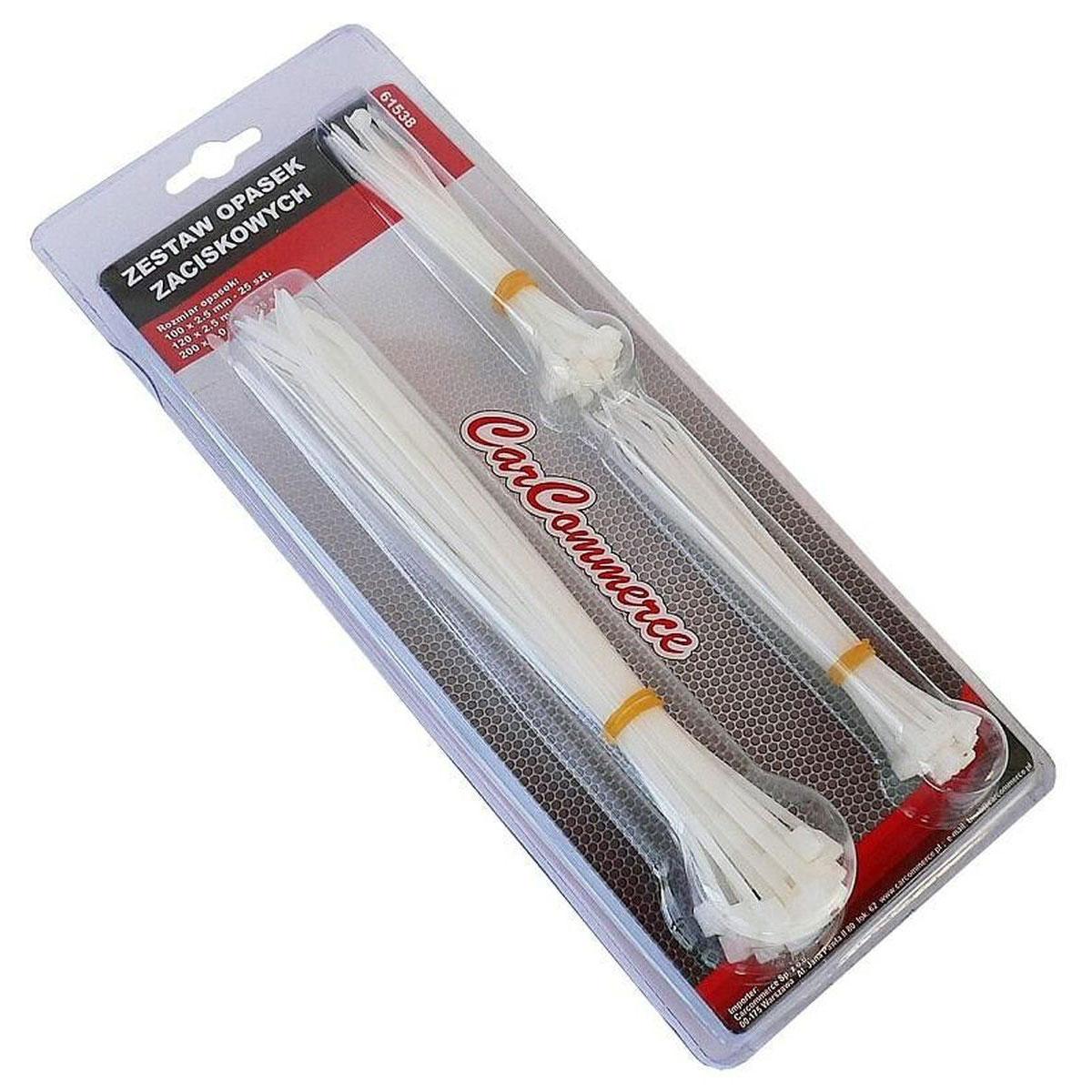 CCM Plastične Vezice Bele Set 75kom (100X2.5mm 25kom,120X2.5mm 25kom,200X5.5mm 25kom)