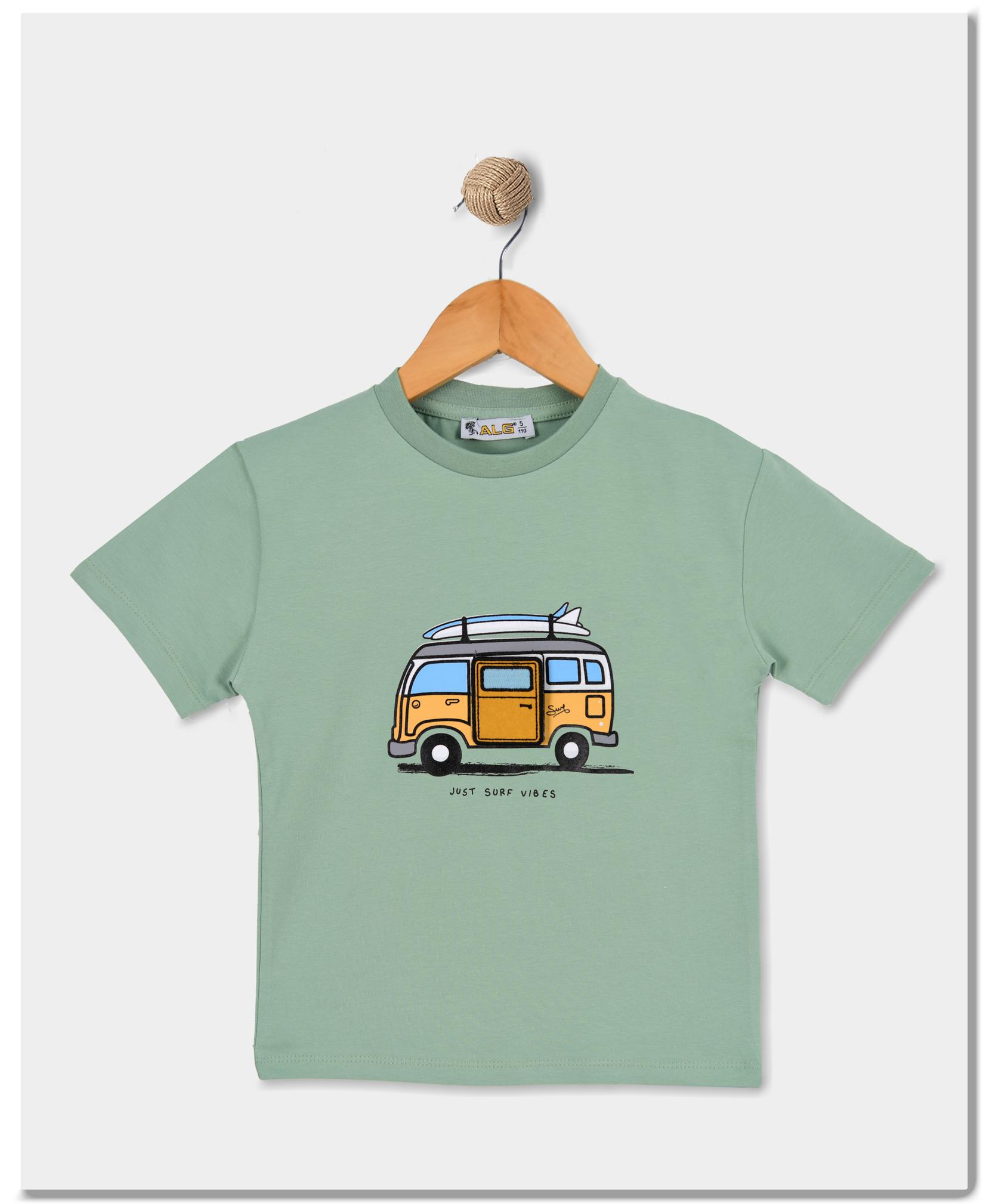 ALG Majica za dečake Just surf vibes, Kaki