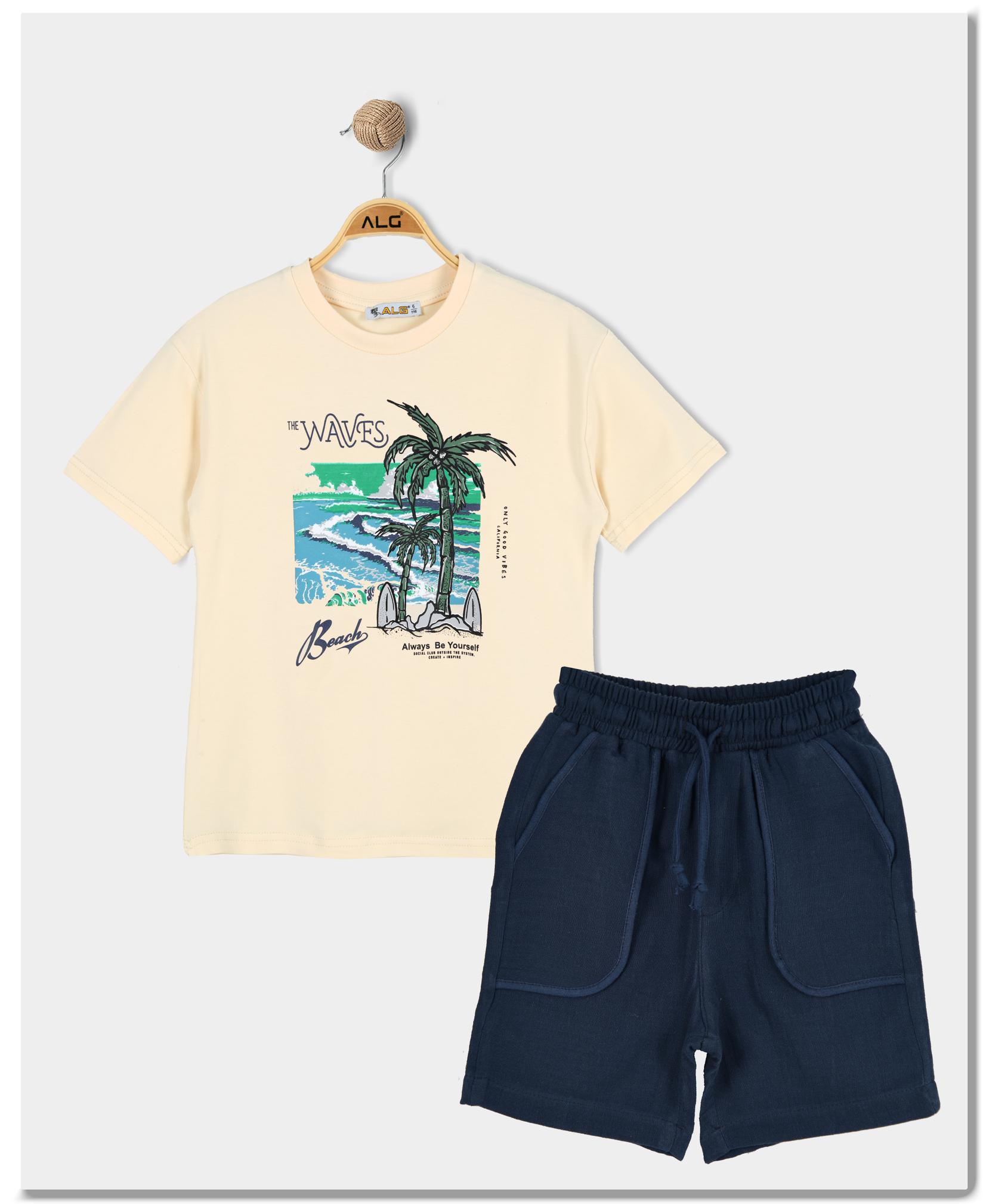 ALG Komplet za dečake The waves, Krem