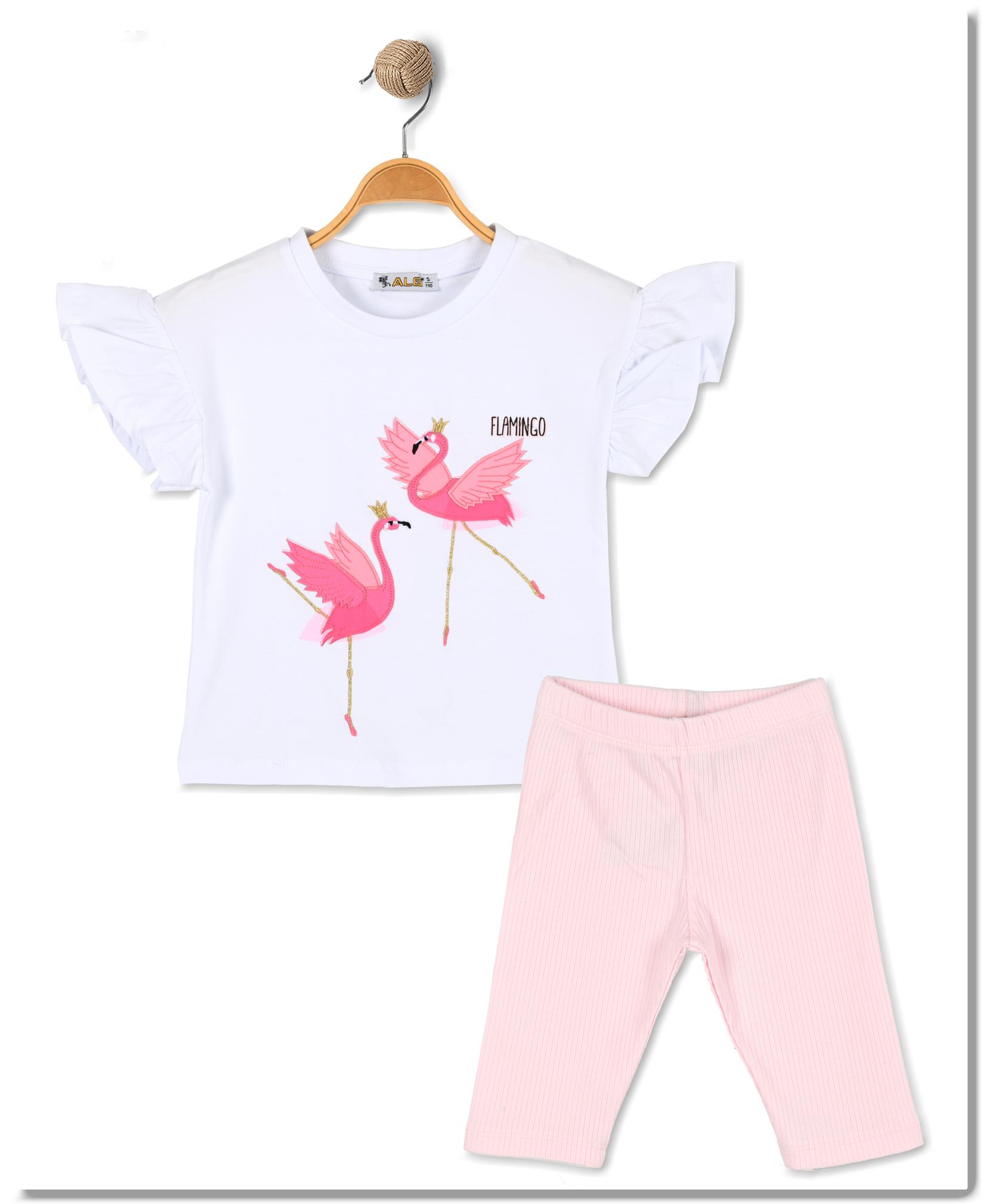 ALG Komplet za devojčice Flamingo, Roze-beli
