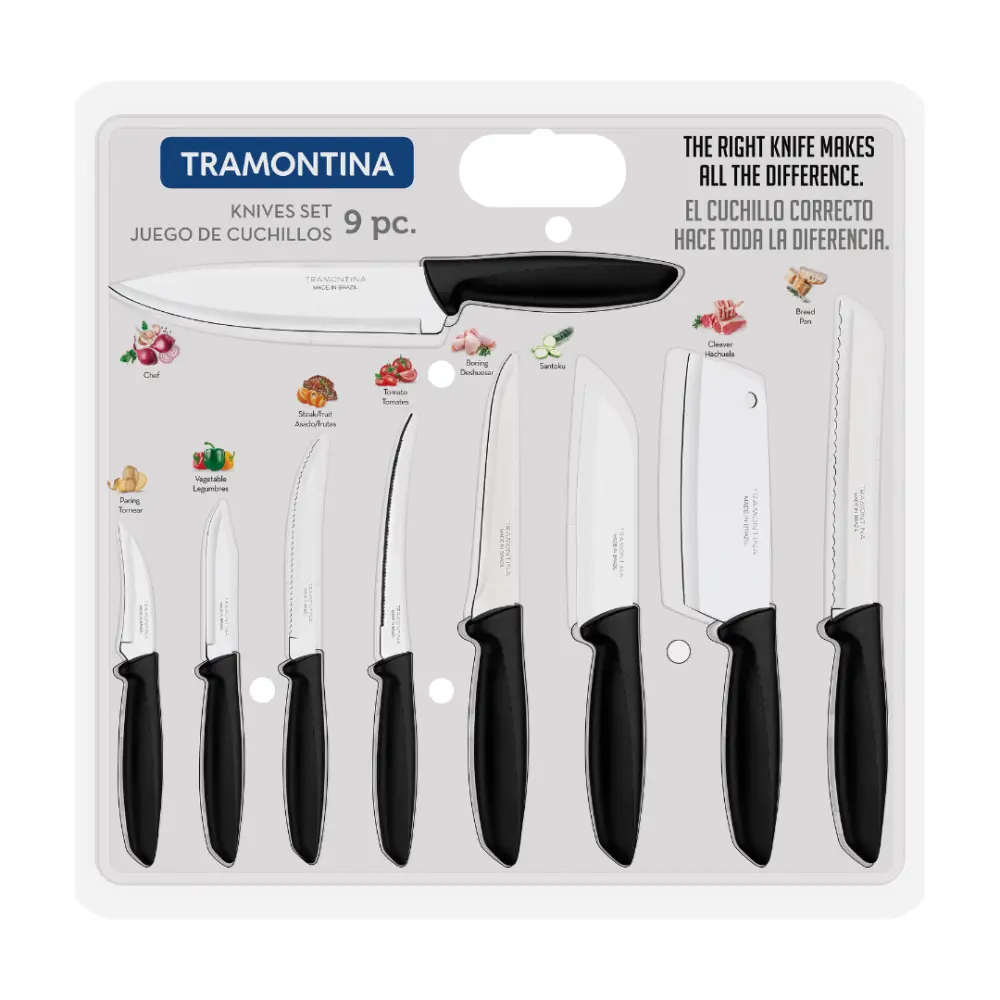 TRAMONTINA Set noževa Juego de cuchillos, Crni, 9 kom