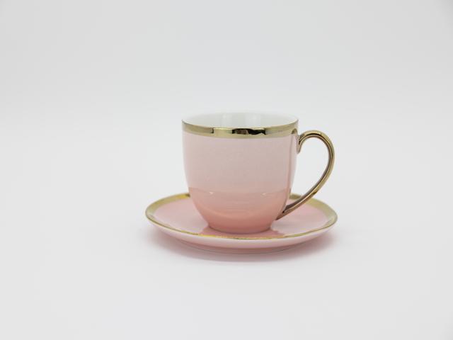 AMC HOME Set šolja sa tacnom Letisia, Svetloroze, 6 kom